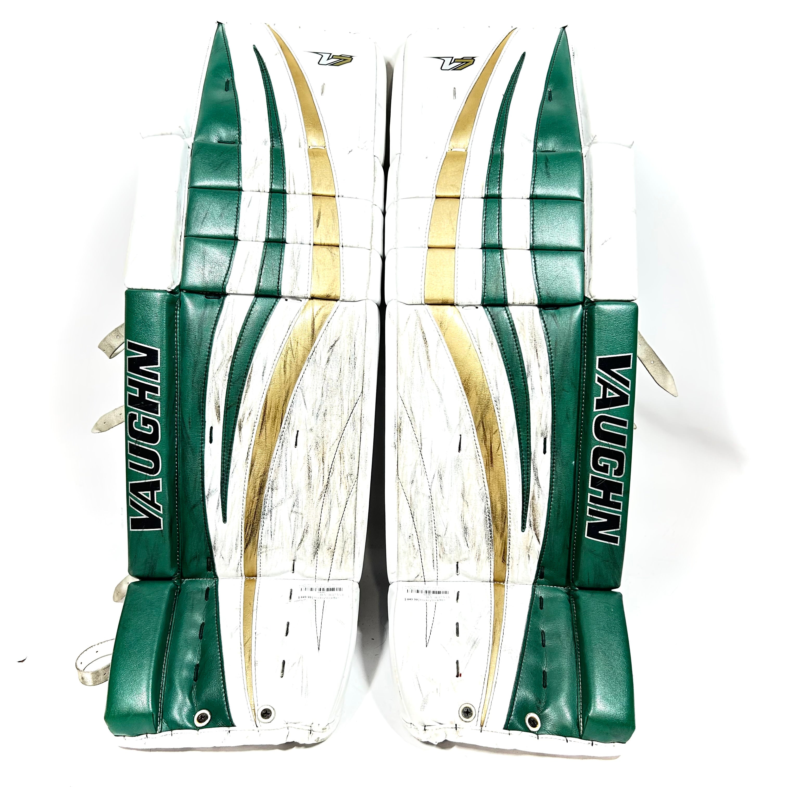 Vaughn Velocity V7 Pro XF Carbon – Pro Stock Gardien de but – Ensemble complet (Blanc/Vert/Or)